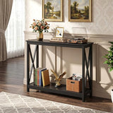 SUPER DEAL Console Table 39.5”, 2-Tier Narrow Sofa Side Table with Storage Shelf, Entrance Table for Hallway/Foyer/Living Room/Corridor/Office, Black SUPER DEAL