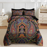 Nesker 5 Pcs Comforter Set Twin Size, Paisley Boho Plant Bedding Set for Kids and Adults, Bohemian Retro Floral Bed Sheet Sets with Fitted Sheet Pillowcases & Shams Nesker