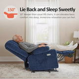 MCombo Power Lift Recliner Chair for Elderly, Lift Chair with Heat and Massage, USB &Type C Ports, Cup Holders, Fabric 7095 (Medium, Navy Blue)
