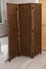 BIRDROCK HOME 3 Panel Seagrass Room Divider - Brown Wash - Folding Sections - Partition Screen - Hand Woven Abaca - Home Decor BIRDROCK HOME
