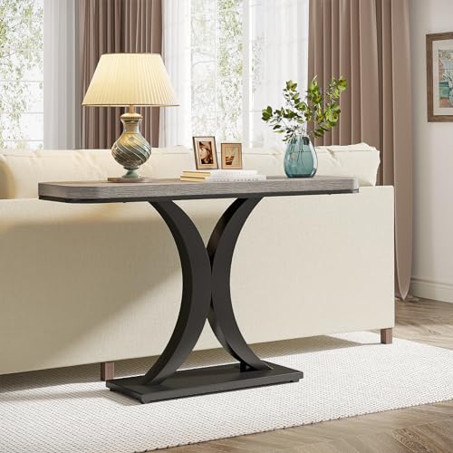 Tribesigns Industrial Console Table, 40 inch Narrow Entryway Foyer Table with Geometric Base, Rustic Hallway Accent Table for Living Room, Entrance Tribesigns