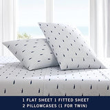 Nautica - Queen Sheets, Cotton Percale Bedding Set, Crisp & Cool, Coastal Home Decor (Whale Stripe Blue, Queen)