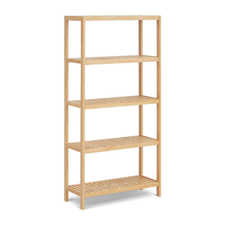 HLXZN 5 Tier Bamboo Freestanding Shelf Unit, Multifunctional Bookshelf Bookcase for Bathroom, Kitchen, Living Room, Office HLXZN