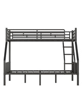 Feetice Twin XL Over Queen Bunk Bed for Adults, Heavy Duty Metal Bunk Beds with Safety Guardrails & EVA Padded Ladder, Twin XL Over Queen Bunk Beds Frame with Noise-Free Slats, Space-Saving(Black) Feetice