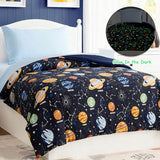 Toddler Bedding Set - 4 Pieces Toddler Comforter Set for Kids Boys, Glow in The Dark Space Bed in A Bag with Sheets Kaleido Space