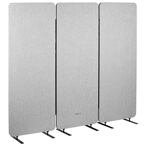 VIVO Freestanding 72 x 66 inch Privacy Panel, Cubicle Divider, Acoustic Wall Partition, x3 24 inch Panels, Gray, PP-3-T072G VIVO