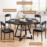 Round Dining Table Set for 4, Kitchen Table and Chairs for 4, Circle Table Round Pedestal Dining Room Dinner Dinette Table Set,5 Piece Space Saving Wood Kitchen & Dining Room Tables (Black, 42In) Jocoevol