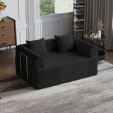 HouseMila 53.15" Boneless Couch,4-in-1 Futon Sofa Bed Modular Loveseat Sleeper Folding Compressed Couch with Pillows,No Assembly Required Convertible Sofa Bed for Living Room Bedroom Guest Room,Black HouseMila