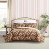 Laura Ashley - Twin Quilt Set, Reversible Cotton Bedding with Matching Sham, Lightweight Home Decor for All Seasons (Marta Brown, Twin) Laura Ashley