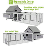 GUTINNEEN Chicken Coop Movable Large Duck Cage On Wheels Outdoor Rabbit Hutch Wooden Hen House with Two Nesting Boxes GUTINNEEN