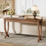 TRIBEWOOD Solid Wood Console Table for Entryway, 63-Inch Long Sofa Table, Farmhouse Hallway Table for Living Room, Entrance, Foyer (Brown) TRIBEWOOD