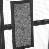 Outdoor Cat House, 68.5" H Large Wood Cat Catio with Double Enter Doors, DIY Pet Enclosure, 62.8" L x 32.2" W x68.5 H Balcony Cat Playpen with Platforms and Two Condos (Black Brown/97) JIVOIT