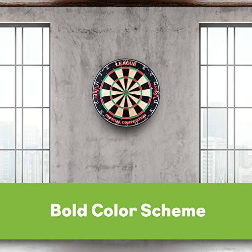 Viper League Regulation Bristle Steel Tip Dartboard Set with Staple-Free Bullseye, Galvanized Metal Thin Radial Spider Wire; High-Grade Compressed Sisal Board with Rotating Number Ring Extending Life Viper