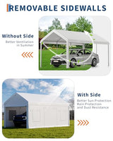 10x20 ft Heavy Duty Carport with Removable Sidewalls, Waterproof Outdoor Garage Tent for Cars/Trucks/Boats, Portable Storage Shelter with Roll-Up Windows & Doors PeakPursuit