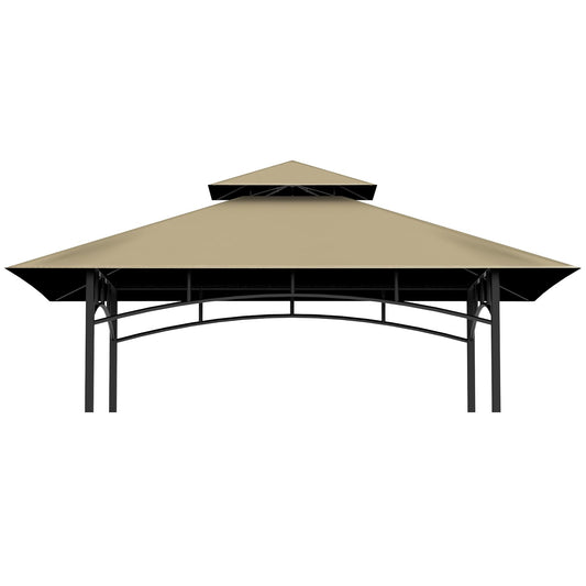 COVBOARD Grill Gazebo Replacement Top, 5 * 8 Outdoor BBQ Gazebo Top Cover, Double Layer BBQ Gazebo Top Canopy for Model #L-GG001PST-F(Khaki) - WoodArtSupply