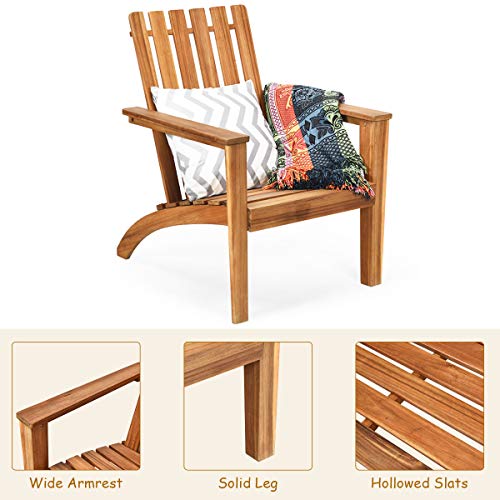 Giantex Adirondack Chair Set of 2 Acacia Wood Outdoor Chairs, 350 lbs Weight Capacity, Weather Resistant Campfire Chairs for Lawn Seating, Garden, Poolside, Balcony, Patio Adirondack Lounger - WoodArtSupply