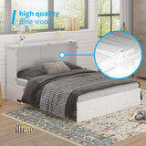 Mjkone Queen Murphy Bed Cabinet, Murphy Beds with USB Charging Station, Modern Cabinet Bed with Drawers & Tri-Folding Mattress, Cube Chest Cabinets Wall Beds for Home Apartment, White Mjkone