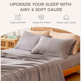 LUTBM King Sheet Set 100% Cotton Bed Sheets Gauze 4 Pcs Grey King Muslin Sheets Set 16" Deep Pocket Sheet & Pillowcase Sets Breathable Boho Soft Bedding Sets for All Season LUTBM