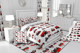 Erosebridal Red Tractor Comforter Set Twin Size Heavy Equipment Truck Down Comforter Kids Boys Girls Teens Harvester Tractor Bedding Set Construction Excavator Farm Equipment Quilt Set Erosebridal