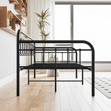 Crocofair Metal Daybed Frame Heavy Duty Slats Sofa Bed Platform Mattress Foundation Twin Daybed No Box Spring Needed(Black Twin) Crocofair
