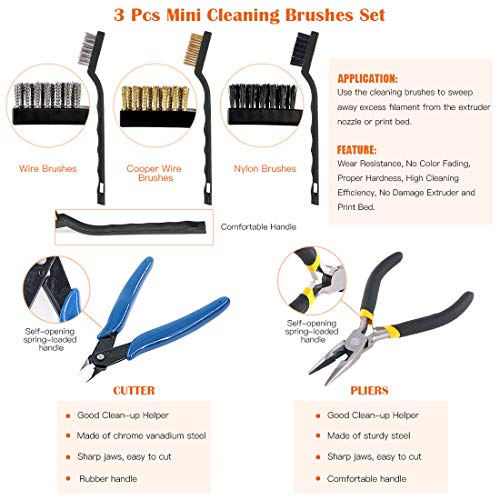 Rustark 42 Piece 3D Print Tool Kit Includes Debur Tool, Cleaning and Removal Tool with Storage Bag, 3D Printer Tool Set for Cleaning, Finishing and Printing 3D Prints Rustark