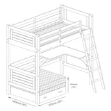 Alaterre Arlington Study Loft Bed with Pull-Out Seating and Storage, Twin Size, Solid Pine Wood and Sturdy MDF, Built-in Desk, Fold-Out Futon for Sleepovers, Guardrails Included, White Alaterre Furniture