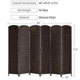 Rose Home Fashion Room Divider, 6 ft Tall Room Dividers and Folding Privacy Screens, 16in Privacy Screen 6 Panel Dark Coffee Space Temporary Wall Foldable Partition Separation Rose Home Fashion