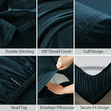 KRIMANO Full Size Sheet Set, Viscose Bamboo Sheets for Bed Set 4pcs, 100% Viscose Derived from Bamboo, Hotel Luxury Silky & Cooling for Hot Sleepers, Deep Pocket Up to 17", Navy Blue KRIMANO
