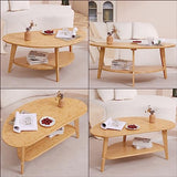 NAVREX Mid Century Modern Table with Storage Shelf, Oval Coffee Table for Living Room 41.5" Nature Bamboo Home Furniture NAVREX