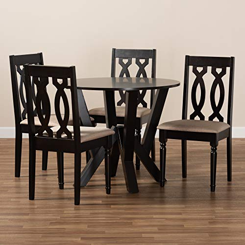 Baxton Studio Anise Modern and Contemporary Sand Fabric Upholstered and Dark Brown Finished Wood 5-Piece Dining Set Baxton Studio