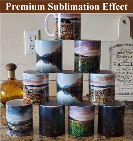 ABBSH Sublimation Mugs, Sublimation White Coffee Mugs Tazas Para Sublimacion Blank 11 OZ With Box for for Coffee, Soup, Tea, Milk, Latte, Hot Cocoa Set of 12 ABBSH