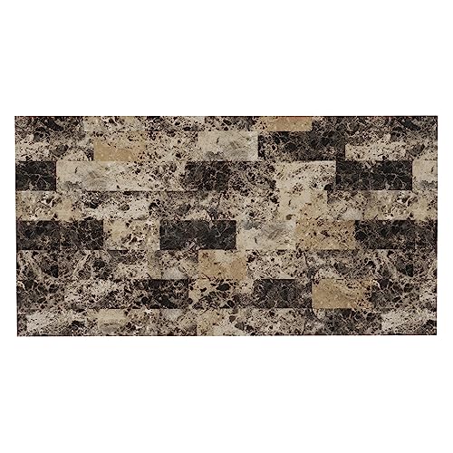 Linon Brown 3-Piece Table Faux Marble Tavern Set, 42" w x 22.25" d x 36" h Linon