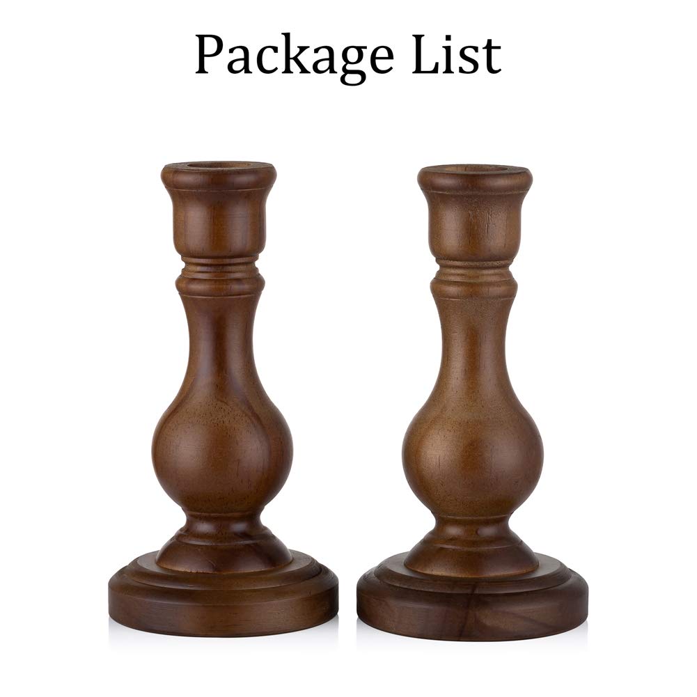 Sziqiqi Wood Candle Holders for Candlesticks - Set of 2 Wooden Taper Candle Holder for Home Dinner Table Fireplace Mantel Entryway Decoration Wedding Centerpiece 6.7inch Sziqiqi