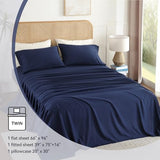 Dreava Twin Sheet Set 3 Piece, 16'' Deep Pocket Fitted Sheets Soft Breathable Microfiber Bed Sheets Luxury Hotel Bedding with Pillowcse Cooling, Wrinkle Free, Oeko-Tex Certified Bedsheets，Navy Blue Dreava