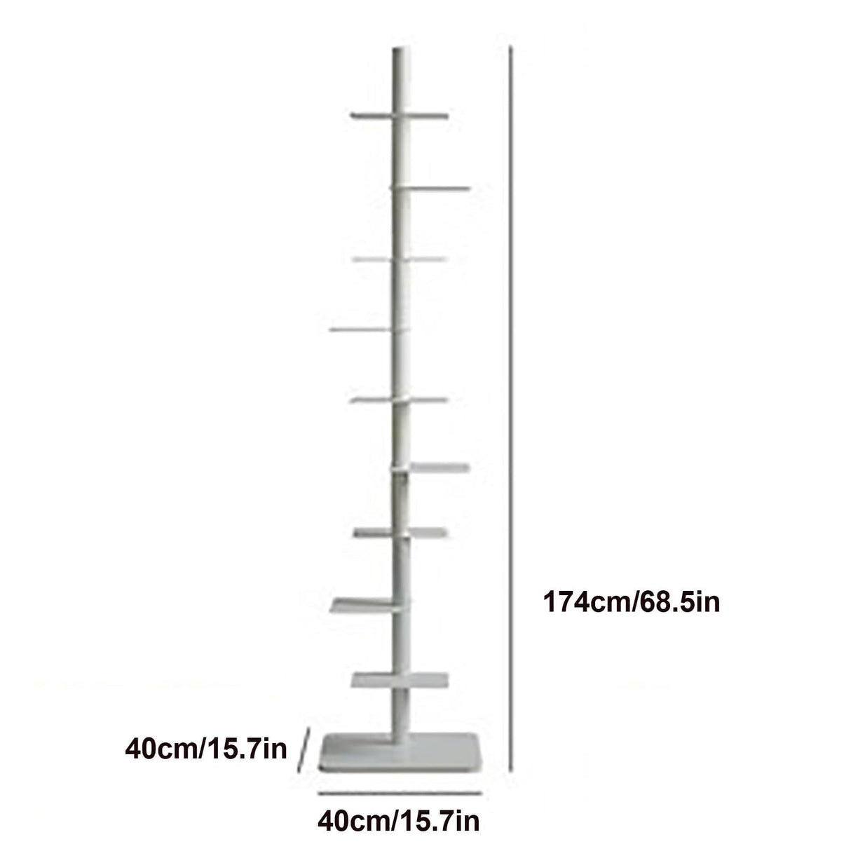 WDHUSza 9-Tier Metal Spine Bookshelf – Vertical Book Tower, Slim Ladder Shelf for Corners, Space-Saving Bookcase and Multipurpose Storage Rack for Home Office (Black) WDHUSza
