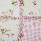 100% Cotton Quilt Blanket for Twin/Full Size Bed, Cute Bed Coverlet, Patchwork Reversible Bedspread Quilted Throw Blanket, Kid Girls Room Decor Pink Floral Comforbed