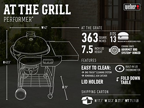 Weber Performer Charcoal Grill, 22-Inch, Black Weber