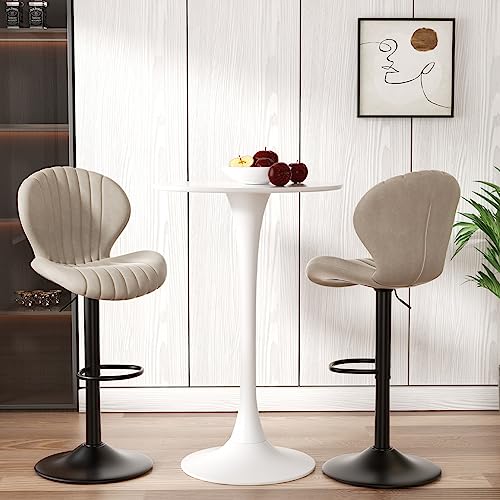 Nalupatio Bar Stools Set of 2 Modern Swivel Bar Chairs, Barstools Counter Height with High Backrest, Easy 3-5 Minute Assembly for Bar, Kitchen, Dining Room Beige Nalupatio