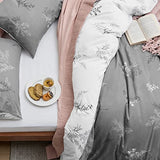 Bedsure Duvet Cover King Size - Reversible Floral Duvet Cover Set with Zipper Closure, 3 Pieces Grey Bedding Set with 8 Corner Ties and 2 Pillowcases 20"x36" Bedsure