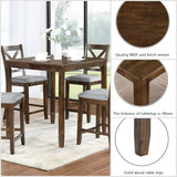 Trygoal Dining Table Set for 4, Modern 5 Piece Dining Room Table Set with Square Table & 4 X-Shaped Backrest Upholstered Chairs, Counter Height Kitchen Chairs Set for Small Space, Walnut Trygoal