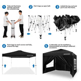 OASISHOME Pop-up Gazebo Instant Portable Canopy Tent 10'x10', with 4 Sidewalls, Windows, Wheeled Bag, for Patio/Outdoor/Wedding Parties and Events (10FTx10FT, Black) OASISHOME