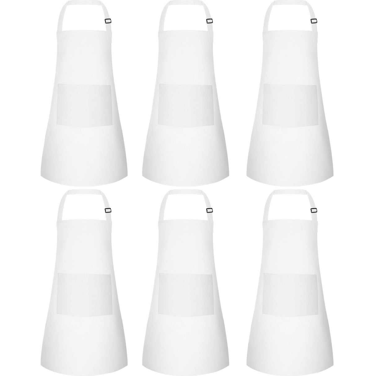 BOUBONI 6 Pack Kids Apron bulk with 2 Pockets Adjustable Chef Art Apron Kids Painting Aprons for Cooking Baking Painting Crafting Grilling Activity（White） BOUBONI