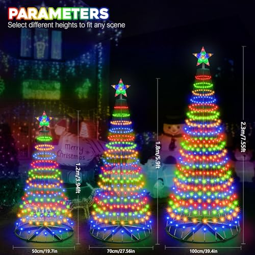 30+ Modes Smart Prelit Christmas Cone Tree with Lights - 6ft 296 LED App Control Color Changing Light Show Trees with Remote Timer Music Sync for Indoor Outdoor Yard (Green Body)