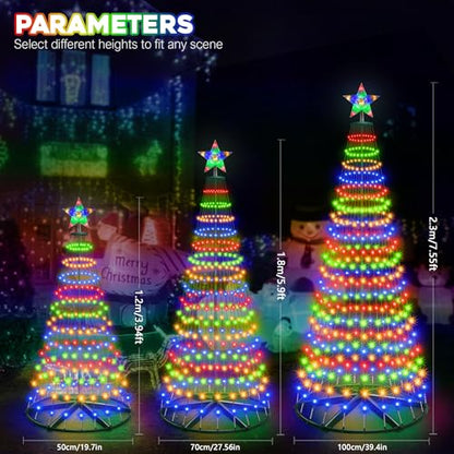 30+ Modes Smart Prelit Christmas Cone Tree with Lights - 6ft 296 LED App Control Color Changing Light Show Trees with Remote Timer Music Sync for Indoor Outdoor Yard (Green Body)