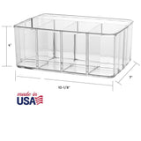 STORi 5-Compartment Clear Plastic Organizer | Rectangular Divided Makeup and Vanity Storage Bin and Office Desk Caddy | Scalloped Wall Design | Made in USA STORi