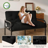 Furnify 6" Futon Mattress Full Size, Futons Sofa Couch Bed with Straps, Corduroy Fabric Floor Mattress for Adults, Foldable Mattress with Shredded Foam Filling (Frame Not Included), Black Furnify