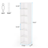 Tribesigns 70.9 Inch Tall Narrow White Bookcase with 6 Tier Cube Shelves for Space-Saving Storage Tribesigns