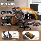 500 LBS Big and Tall Office Chair with Foot Rest High Back Recline Ergonomic Chair for Heavy People, Executive Office Chair Comfortable for Home Office, Large Computer Desk Chair Brown ZSQN