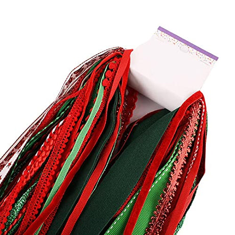 Christmas Ribbons - Assorted Ribbon for Crafts Fabric Ribbon Assortment Variety Pack Holiday Trim Bulk Scraps Bundle 30 Yards AoneFun