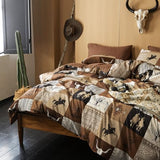Wake In Cloud - Western Comforter Set, Southwestern Aztec Country Horse Cowboy Rustic Ranch Pattern Printed, Soft Lightweight Bedding, 3 Pieces, Tan Brown, Full Size Wake In Cloud